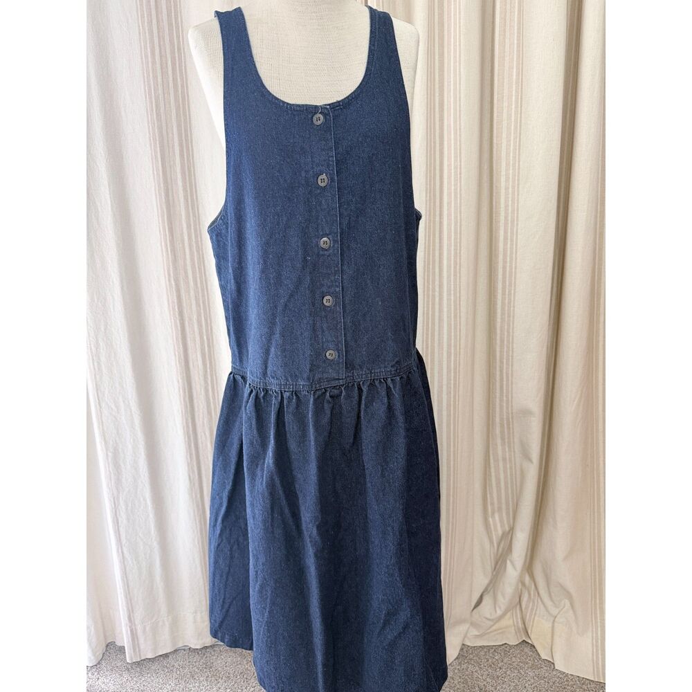 Vintage Mizz Lizz Denim Drop Waist Jumper Dress 11/12 100% Cotton